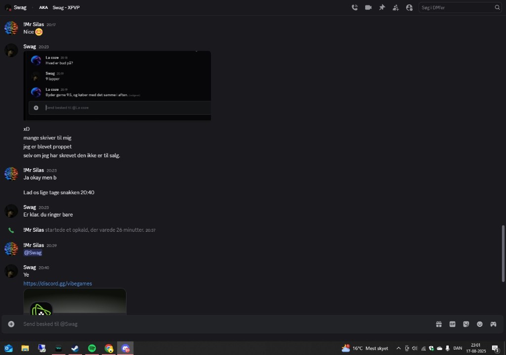 Bevis 2 — Discord-beskeder og opkald